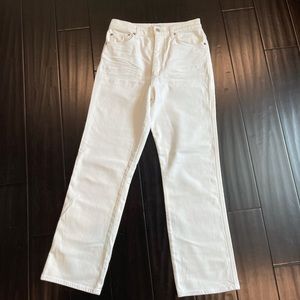 Agolde Pinchwaist Straight Crop Jeans in White